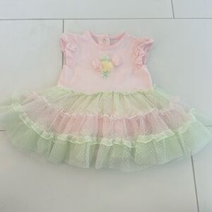 Little me dress pink green 6m